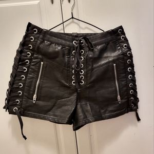 Blank NYC Faux Leather Lace-up Shorts